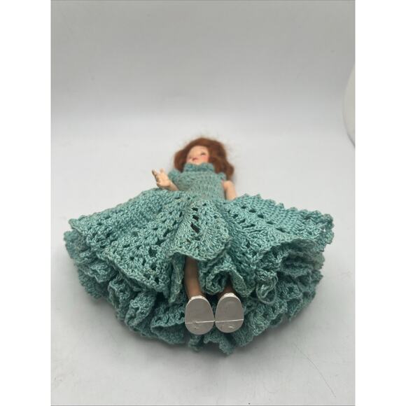 Beautiful! Vintage 8" Doll Red Hair W/ hand crocheted Dress 1960s-1970s - Picture 6 of 6